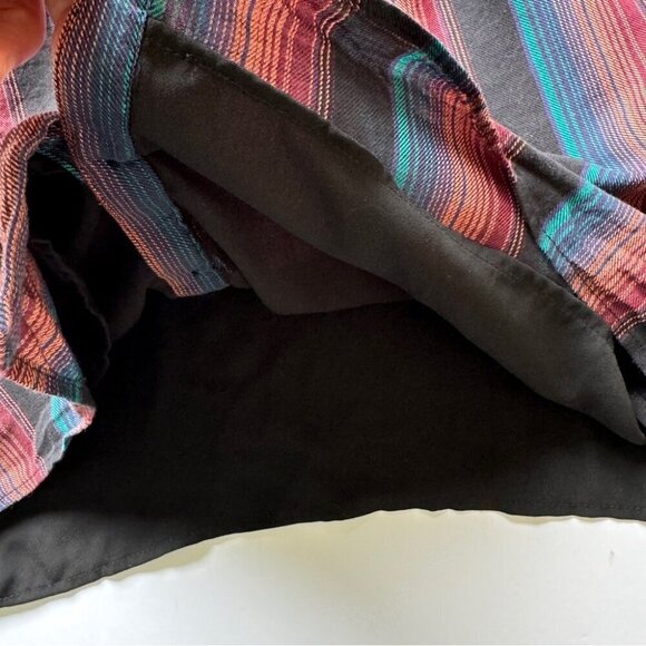 WAYF Mini Dress Striped Off the Shoulder Pom Pom Ruffle Lined Boho Beachy Sz L - Picture 14 of 16